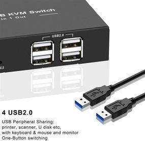 img 2 attached to Rybozen KVM Switch HDMI 2 Port Box with USB and HDMI, Share Keyboard Mouse Printer and HD Monitor, Support 4K HUD (3840x2160), includes 2 HDMI and 2 USB Cables