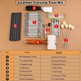 img 3 attached to 🛠️ Complete Leather Stamping Tools Set: Carving, Saddle Making, Swivel Knife, Hammer, Cutting Knife, Daubers, Frosted Strip