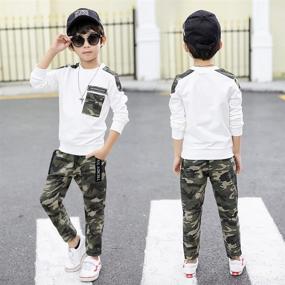 img 2 attached to 👕 Camouflage Outfits Boys' Clothing Set - Sleeved Pieces