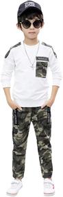 img 3 attached to 👕 Camouflage Outfits Boys' Clothing Set - Sleeved Pieces