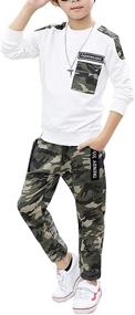 img 4 attached to 👕 Camouflage Outfits Boys' Clothing Set - Sleeved Pieces