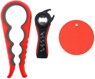 🔐 set of 3 jar grip opener bottle openers - multi kitchen tools set with rubber gripper pad - easily open jars, perfect for the weak, seniors, and those with arthritis hands logo