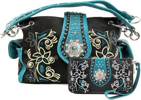 img 4 attached to 👜 Turquoise Rhinestone Women's Handbags & Wallets for Shoulder Bags by Justin West Embroidery