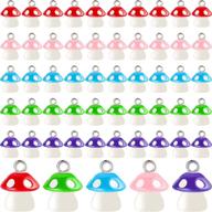 🍄 mushroom charm pendant set - 50 resin charms for diy jewelry making (red, pink, purple, blue, green) logo