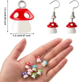 img 3 attached to 🍄 Mushroom Charm Pendant Set - 50 Resin Charms for DIY Jewelry Making (Red, Pink, Purple, Blue, Green)