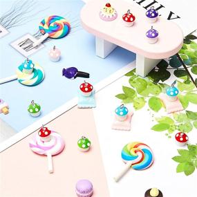 img 1 attached to 🍄 Mushroom Charm Pendant Set - 50 Resin Charms for DIY Jewelry Making (Red, Pink, Purple, Blue, Green)