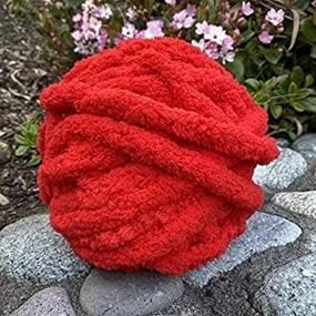 img 1 attached to Arm Knitting Bliss: Chunky Chenille Yarn 3 Pack for Cozy Chunky Blankets (Rose Red)