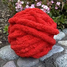 img 2 attached to Arm Knitting Bliss: Chunky Chenille Yarn 3 Pack for Cozy Chunky Blankets (Rose Red)