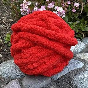 img 4 attached to Arm Knitting Bliss: Chunky Chenille Yarn 3 Pack for Cozy Chunky Blankets (Rose Red)