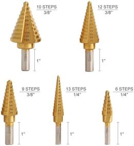 img 3 attached to 🛠️ COMOWARE Step Drill Bit Set & Automatic Center Punch Toolkit: Unibit, Titanium Coated, Double Cutting Blades - 5pc Short Length Drill Bits with Aluminum Case - 50 Sizes in High Speed Steel