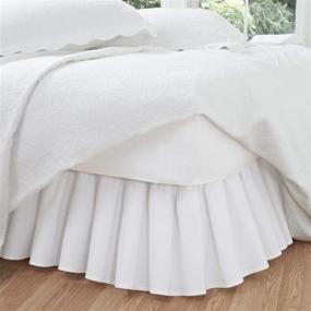 img 2 attached to 🛏️ СКИДКА НА СВЕЖИЕ ИДЕИ Рюшированная постельная юбка сумочки, классическая длина 18 дюймов, собрано в стиль, полный размер, белый, FRE30118WHIT02.