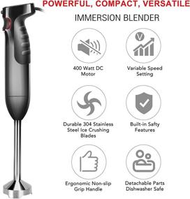 img 2 attached to iCucina Hand Blender 400W: Variable-Speed Immersion Mixer with Streamlined Operation, Slimmer Non-Slip Light Handle, and Attachments