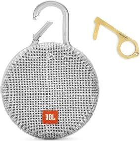 img 4 attached to JBL Clip 3 Portable Waterproof Wireless Bluetooth Speaker - Non-Retail Packaging (Steel White) With KeySmart Clean Key