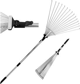 img 4 attached to 🍃 TABOR TOOLS J16A Telescopic Metal Rake - 63 Inch Adjustable Folding Leaves Rake for Fast Lawn and Yard Clean Up - Garden Leaf Rake with Expandable Handle and Adjustable 8-23 Inch Width Folding Head