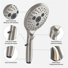 img 1 attached to 🚿 SunCleanse Shower Head: 7 Settings Handheld Shower with ON/OFF Pause Switch, High Pressure & Brushed Nickel Finish, Includes 71 inch Hose