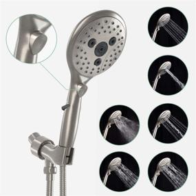 img 3 attached to 🚿 SunCleanse Shower Head: 7 Settings Handheld Shower with ON/OFF Pause Switch, High Pressure & Brushed Nickel Finish, Includes 71 inch Hose