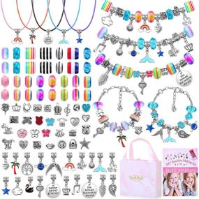 img 4 attached to 🎁 Thrilez DIY Bracelet Making Kit for Girls: 97Pcs Charm Bracelets Craft & Necklace Making Set – Perfect Gift Idea for Teen Girls