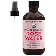 🌹 usda certified organic rose water for face & hair - 100% natural anti-aging petal rosewater by simplified skin (4 oz) - 1 pack logo
