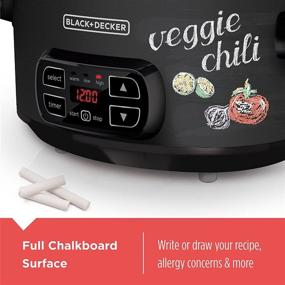 img 3 attached to BLACK+DECKER 7-Quart Digital Slow Cooker: Chalkboard Surface, Slate, SCD4007 - Efficient Meal Preparation and Customizable Cooking Experience