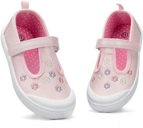 img 4 attached to Туфли для детей KomForme Toddler Canvas Ballet: Стильные девичьи туфли на плоской подошве.