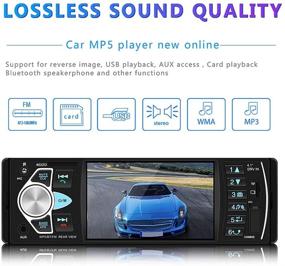 img 3 attached to 🚗 4.1'' HD экран Одиночный Din автомагнитола с Bluetooth 2.0 громкой связью, голосовой навигацией, FM-радиоприемником, USB/AUX входом, поддержкой TF-карты, управлением с рулевого колеса, пультом дистанционного управления и камерой заднего вида с 12 светодиодами.