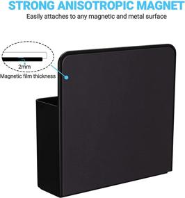 img 3 attached to 🖊️ Magnetic Pen Holder Organizer for Whiteboards, Fridge, Office, and School Locker - Anisotropic Magnet Pad Mount - Black