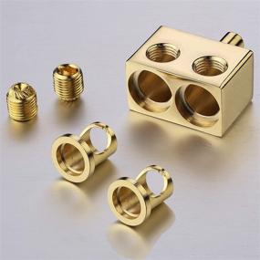 img 1 attached to 🔌 Freajoin Dual Gauge to Amp Input Reducers - Copper Alloy Gold (1 Pair): Enhance Audio Performance with 0/2/4 Gauge Compatibility!