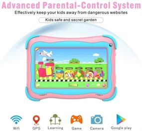 img 2 attached to 📱 Top-rated Pink Kids Tablet with WiFi, Dual Camera, Parental Control, 1GB + 32GB Storage - Ideal for Toddlers & Children