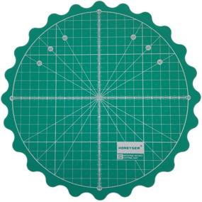 img 4 attached to 🟢 HONEYSEW 8-inch Green Circle Rotary Cutting Mat - Self Healing for Quilt Fabric Crafts, Sewing and Quilting Projects - Protective Table Board with Rotating Cutter Pad