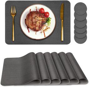 img 4 attached to 🍽️ Набор из 6 ковриков для посуды с подставками - термостойкие, стойкие к пятнам и царапинам, противоскользящие, водонепроницаемые, маслостойкие, стиральные, протирочные - идеально подходит для кухни, столовой, патио, стола, внутри помещения, на открытом воздухе и для детей.