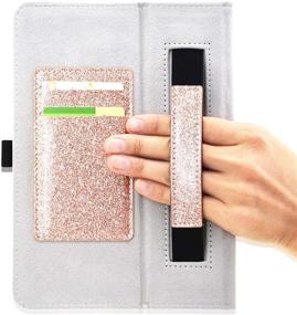 img 3 attached to 📱 DMLuna Case for Samsung Galaxy Tab A7 10.4 Inch 2020 Model(SM-T500/T505/T507), Glitter Rose Gold Folio Leather Cover Case with Auto Wake Sleep Feature, Hand Strap, and Card Holder