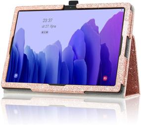 img 1 attached to 📱 DMLuna Case for Samsung Galaxy Tab A7 10.4 Inch 2020 Model(SM-T500/T505/T507), Glitter Rose Gold Folio Leather Cover Case with Auto Wake Sleep Feature, Hand Strap, and Card Holder