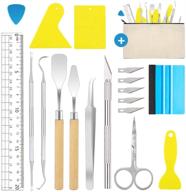🔧 complete 18-piece vinyl weeding tool set with stainless steel plotter accessories htv + bonus storage bag - perfect diy craft tool set for cameos, lettering, silhouette - includes weeding hooks, tweezers, spatulas logo