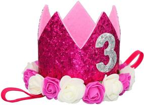 img 2 attached to 👑 Adorable Glitter Baby Girls Birthday Floral Crown: Perfect Tiara Cake Smash Photo Prop for 1st, 2nd, and 3rd Birthdays!