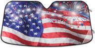 independence day car windshield sun shade: patriotic 4th of july sun visor protector for optimal uv ray protection - foldable sun shield perfect for memorial day & labor day! logo