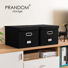 img 3 attached to PRANDOM File Organizer Box - Collapsible Decorative Linen Filing Storage with Lids - Office Cabinet Letter Size Black (15x12.2x10.75 inch)