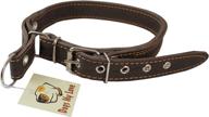 🐶 premium martingale leather dog collar choker - genuine brown double ply | medium to large breeds | adjustable 17.5"-21" neck size logo