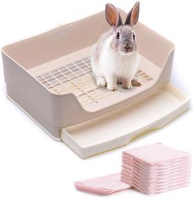 img 4 attached to 🐰 Premium Rabbit Litter Box with Bonus Pads, Drawer, Corner Toilet Box, & More - Perfect for Adult Guinea Pigs, Chinchillas, Ferrets, & Small Animals