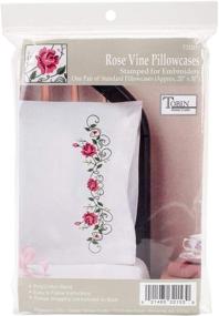 img 3 attached to 🌹 Rose Vine Embroidery Kit: Tobin Stamped Pillowcases, 20"x30", Pink - Enhance Your Décor with Exquisite Stitching!