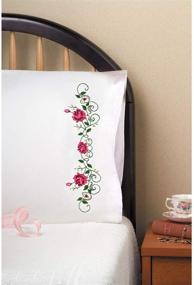 img 2 attached to 🌹 Rose Vine Embroidery Kit: Tobin Stamped Pillowcases, 20"x30", Pink - Enhance Your Décor with Exquisite Stitching!