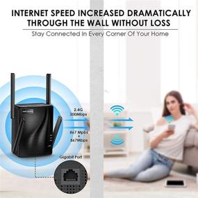 img 2 attached to WiFi Extender - High-Speed WiFi Booster, 2100 Mbps, WiFi Range Extender, WiFi Repeater, Wireless Extender for Home, Gigabit Port, Dual-Band 5G and 2.4G, Extends Coverage up to 1292 sq.ft, Supports Multiple Devices, Extend WiFi Range