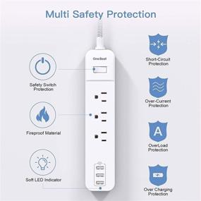 img 3 attached to 💡 USB Power Strip - 3 Outlet Surge Protector with 3 USB Ports, Wall Mountable and 5 Ft Braided Extension Cord for Cruise, Home Office - ETL Listed, Overload Protection