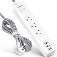 💡 usb power strip - 3 outlet surge protector with 3 usb ports, wall mountable and 5 ft braided extension cord for cruise, home office - etl listed, overload protection logo