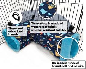 img 2 attached to 🐹 Blue Ferret Cage Accessories - Tunnel Tube, Corner Hide, Fleece Hideaway Bed & Hammock Bed for Guinea Pig