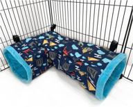 🐹 blue ferret cage accessories - tunnel tube, corner hide, fleece hideaway bed & hammock bed for guinea pig логотип