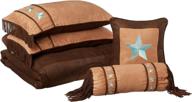 🌟 turquoise super king hiend accents laredo western star faux suede 6 pc comforter set logo