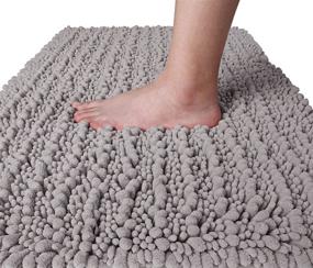 img 4 attached to Yimobra Luxury Chenille Bath Rug Mat – 32 x 20 Inches – Soft Shaggy Bathroom Rugs – Large Size – High Absorbency & Thickness – Non-Slip & Machine Washable – Gray Bath Mats for Bathroom