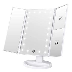 img 4 attached to 🔦 WEILY Lighted Makeup Mirror, Trifold Vanity Mirror with 21 LED Lights, 3X/2X/1X Magnification, Touch Screen, 180 Degree Rotation - Dual Power Supply - Portable Travel Mirror (White)