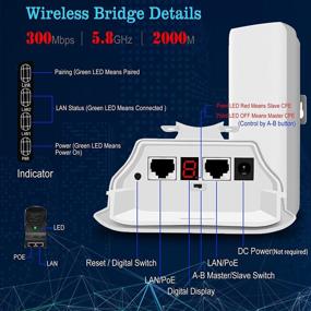 img 1 attached to 📶 Enhanced 5.8G Wireless Bridge PTMP WiFi PTP Outdoor Network CPE - 2KM Transmission, 12DBi Antenna, 2 LAN Ports, 24V PoE Power - 2 Pack