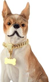 img 3 attached to 🔗 Jewelry Kingdom 1 Dog Chain Collar with Tag and Ice-Out CZ Stones | Secure Buckle | 18K Stainless Steel Cuban Link Chain 6MM Walking Training Collar | Adjustable 10in to 20in for Dog Puppy Cats Kitty